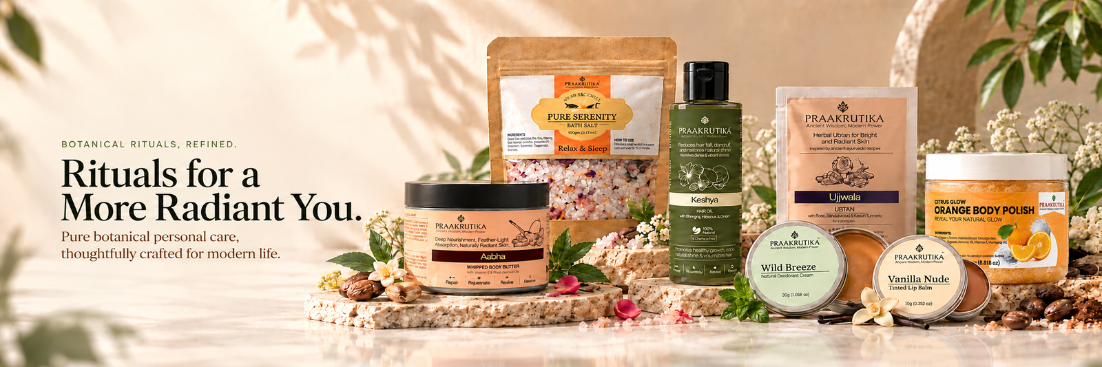 PRAAKRUTIKA personal-care range, official brand artwork