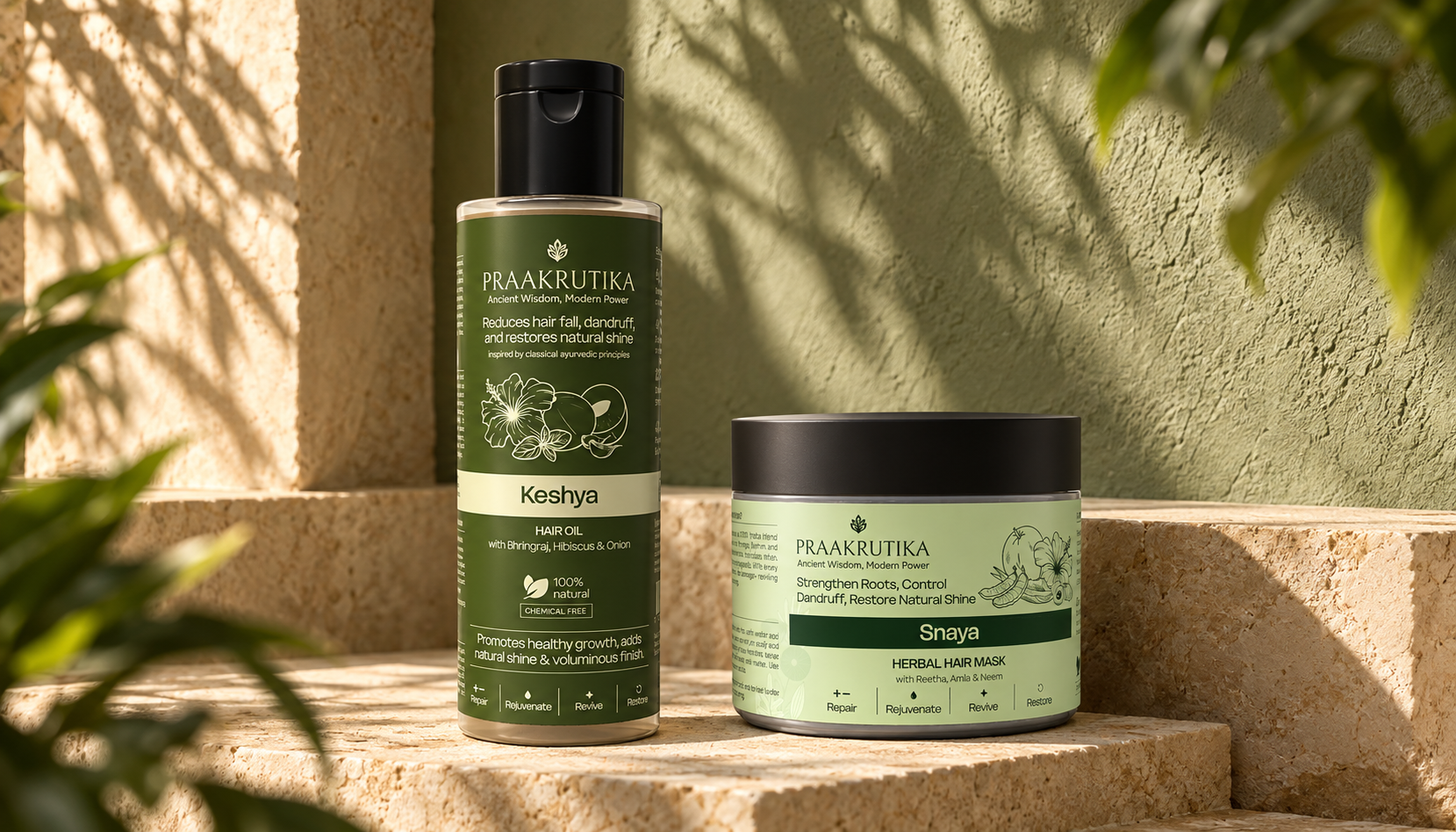 PRAAKRUTIKA Keshya and Snaya — approved haircare advertising artwork